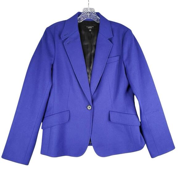 Talbots Blazer Women's Wool Long Sleeve Lined Jacket Colbalt Blue Size 12 - Picture 2 of 10